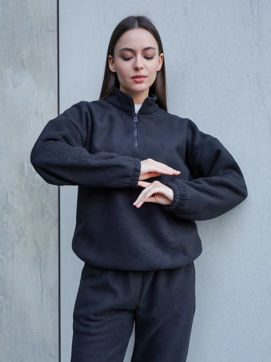 Спортивный теплый костюм флисовый оверсайз