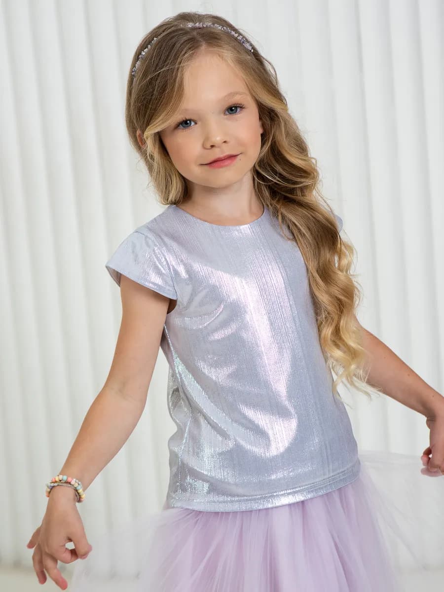 Блестящий топ Нарядная футболка Блузка