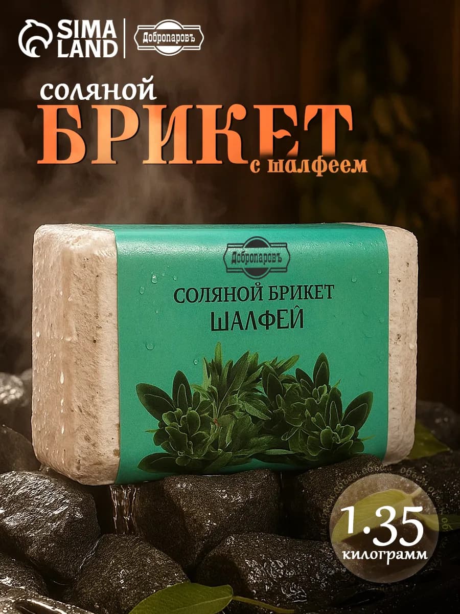 Соляной брикет для бани Шалфей