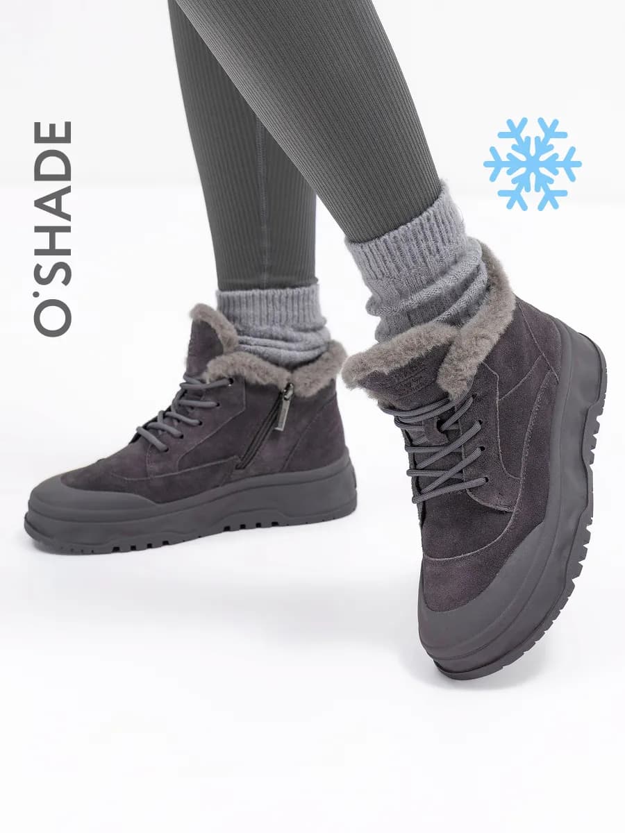 Зимние ботинки женские замшевые