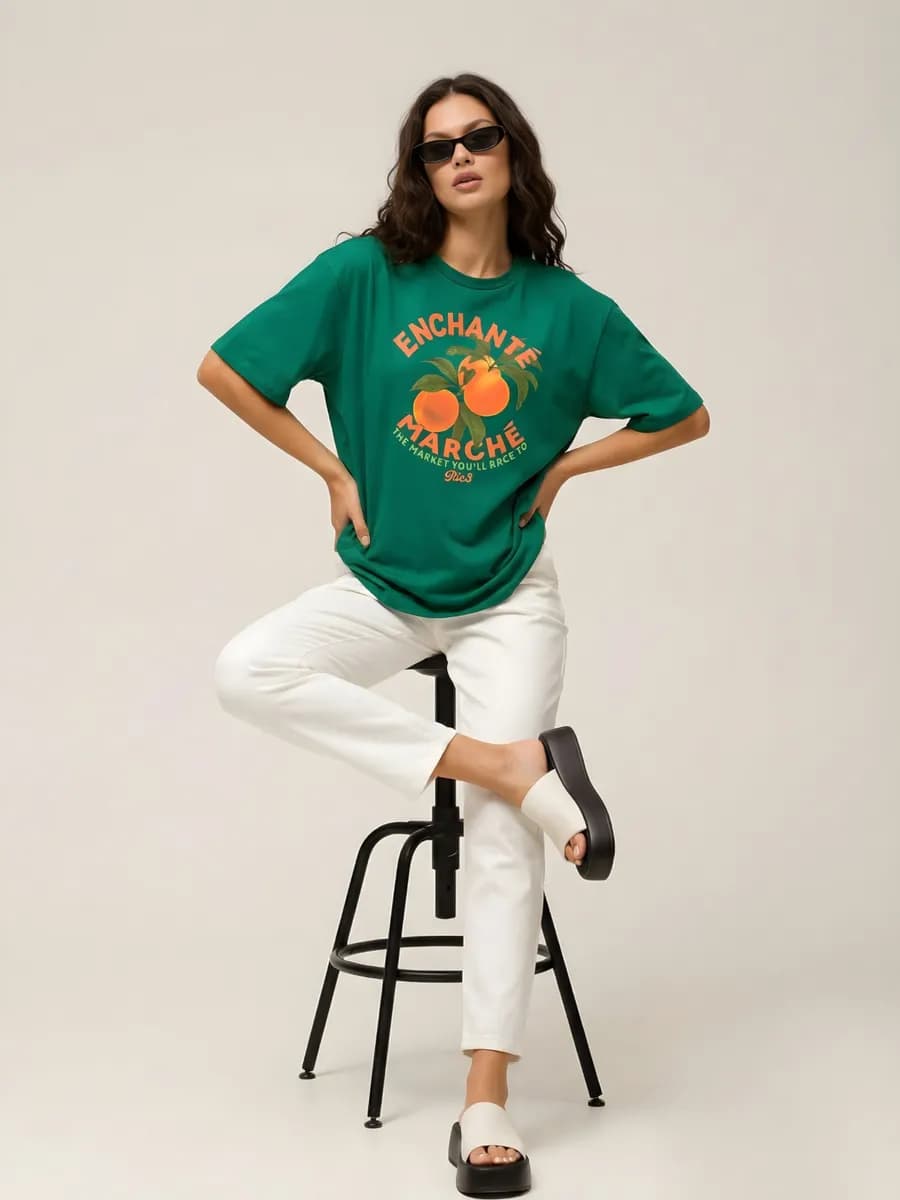 Футболка оверсайз с принтом у2к Персики