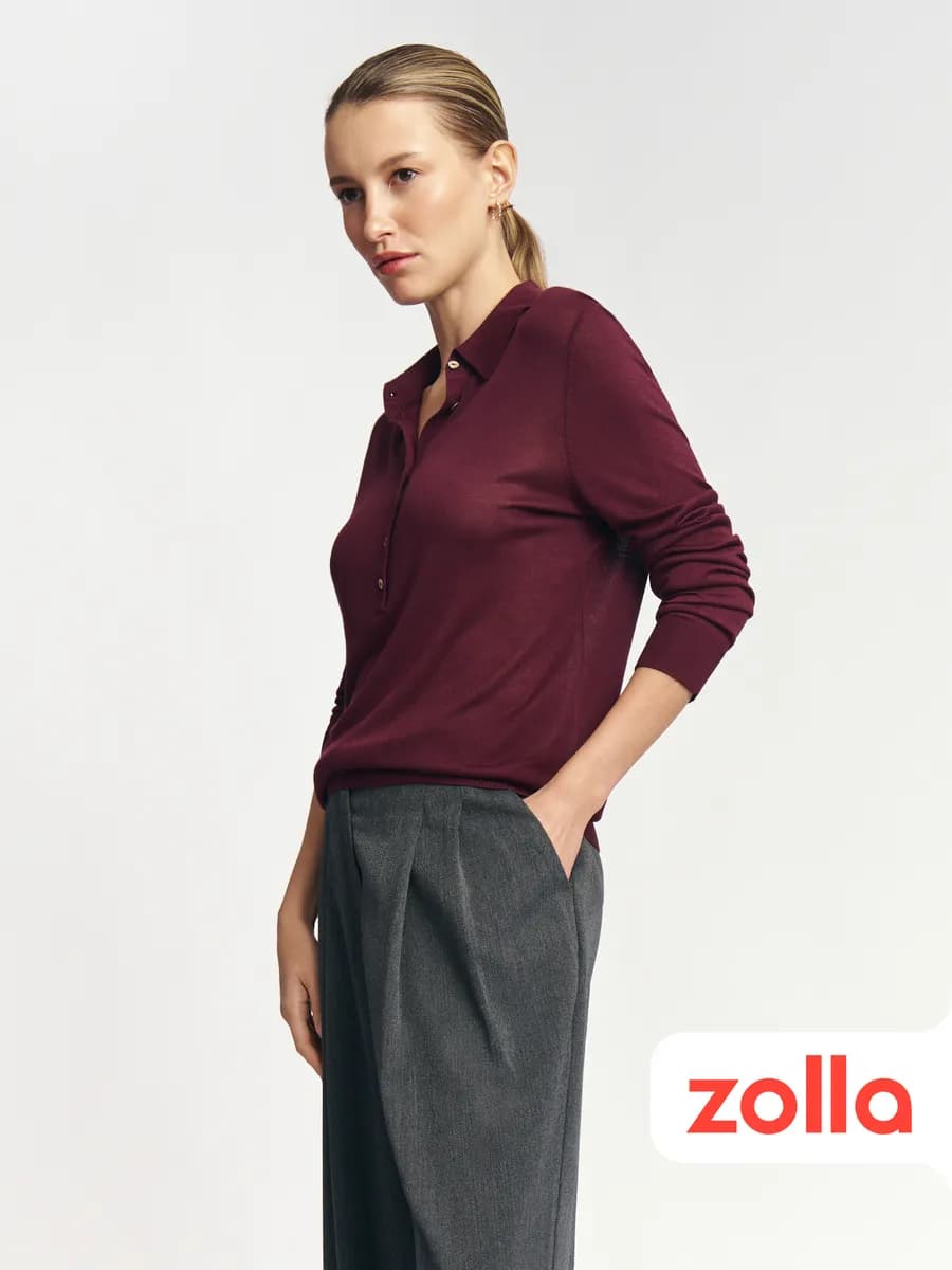 Трикотажный женский джемпер поло