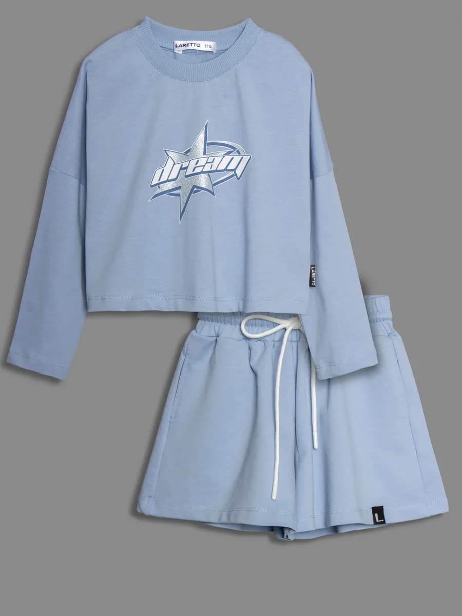 Весенний костюм для девочки, лонгслив и шорты