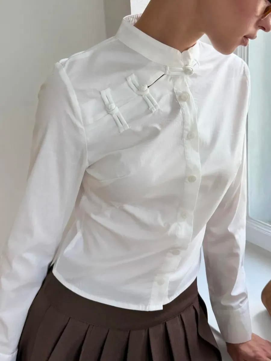 Рубашка ципао приталенная