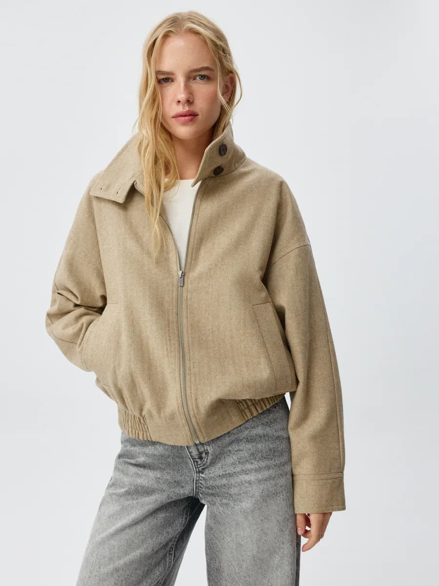 Полупальто оверсайз из драпа с содержанием шерсти