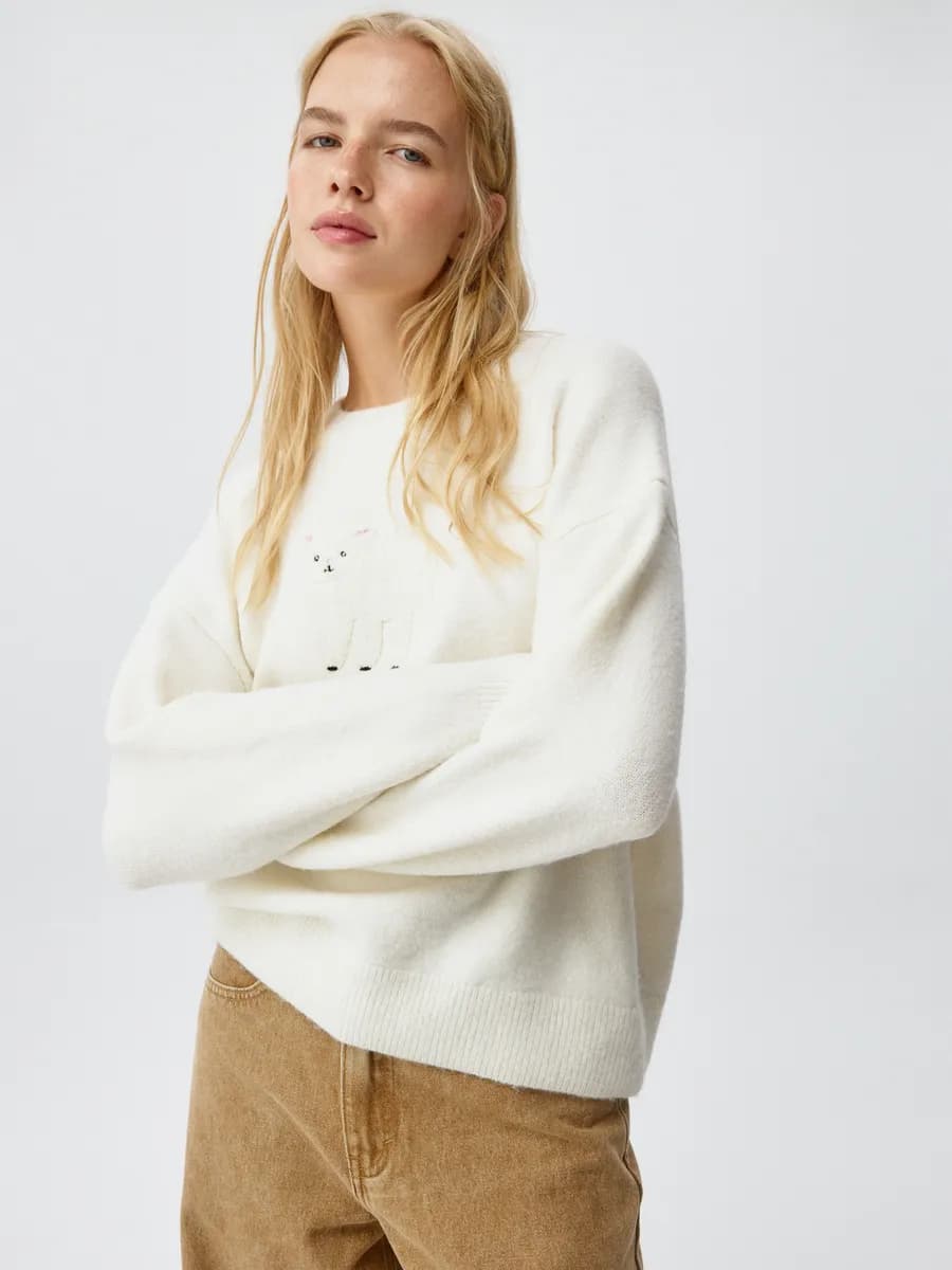 Вязаный джемпер c жаккардовой вышивкой