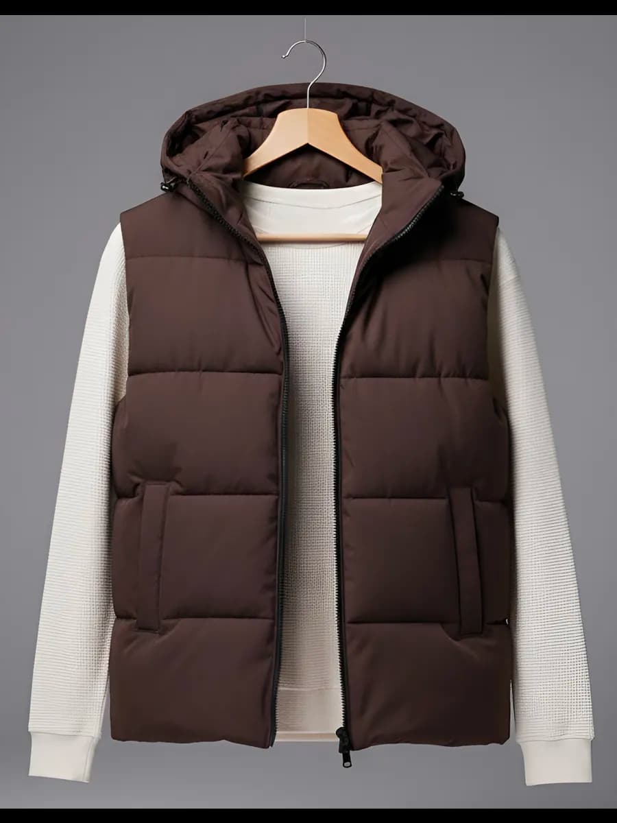 Жилет безрукавка с капюшоном утепленный - фото 1