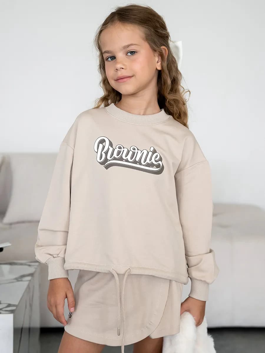 Осенний костюм для девочки, лонгслив и юбка