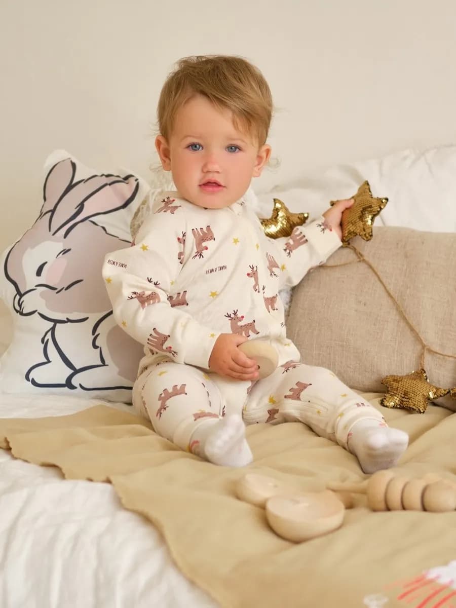 Детский новогодний комбинезон - слип для новорожденных - фото 1