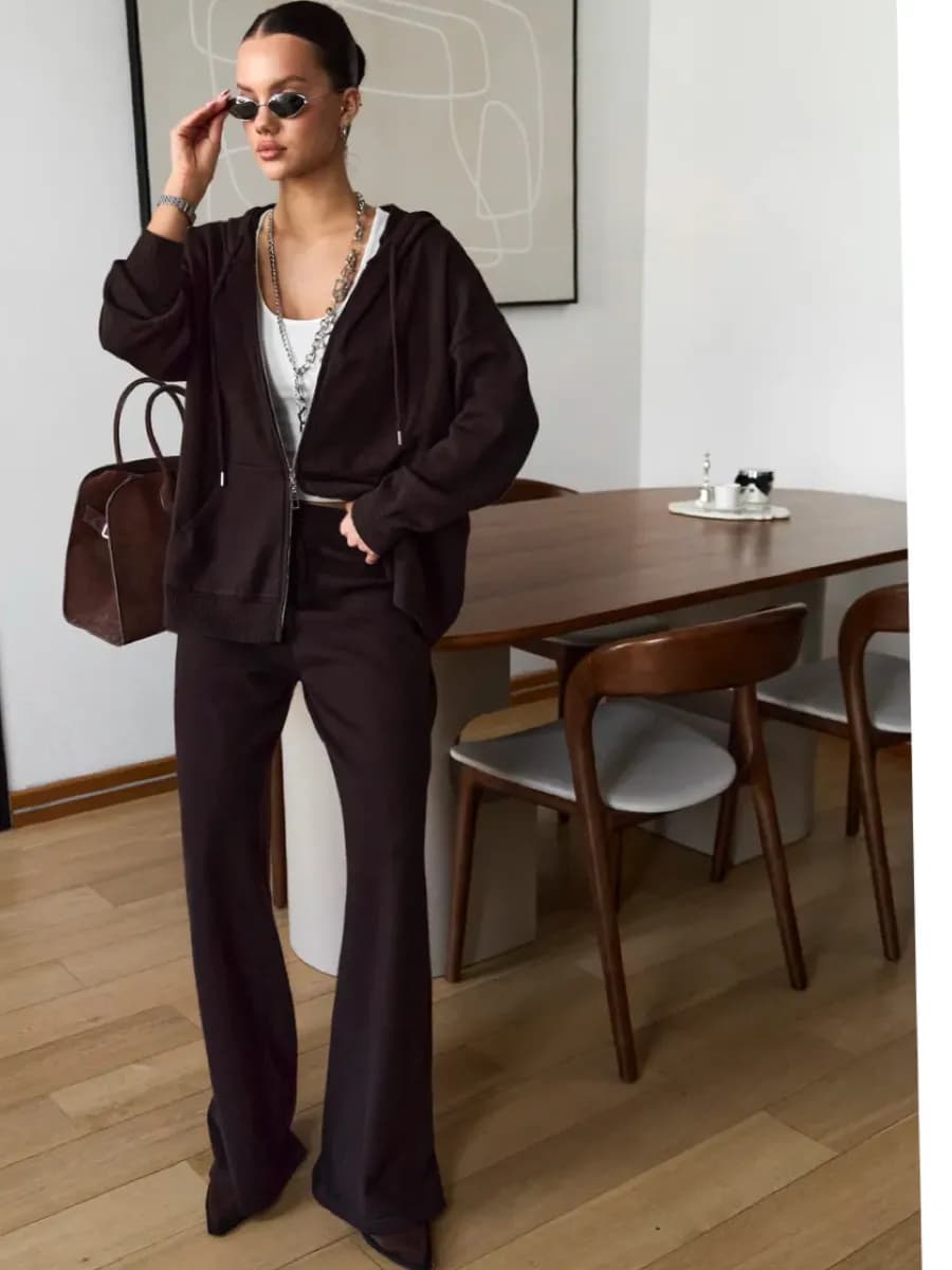 Костюм теплый вязаный с капюшоном на молнии