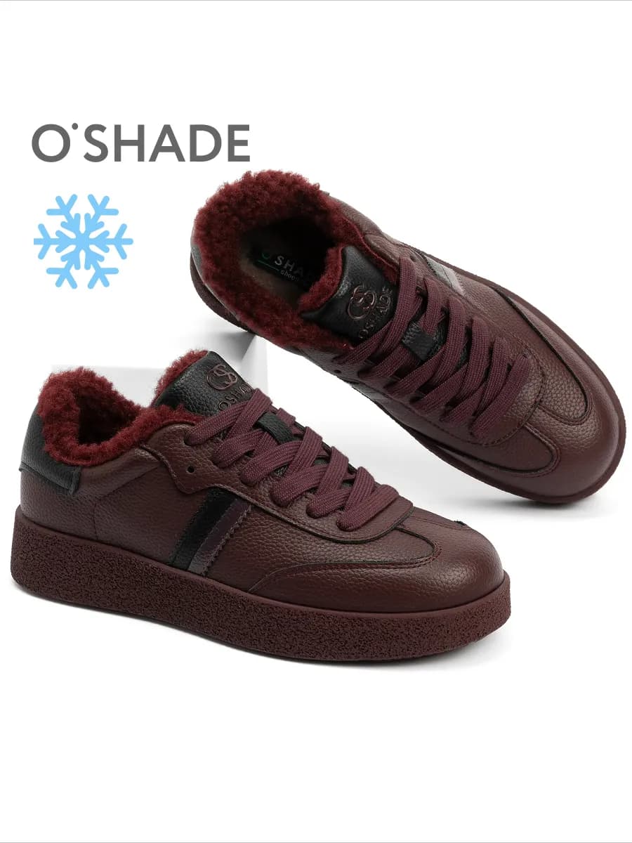 Зимние кеды женские бордовые