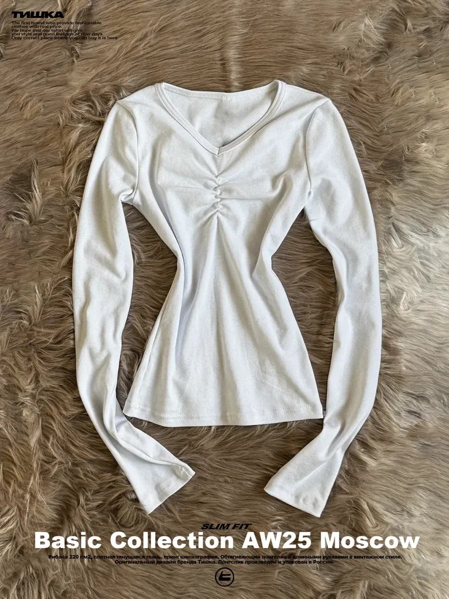 Облегающий базовый лонгслив скимс с вырезом