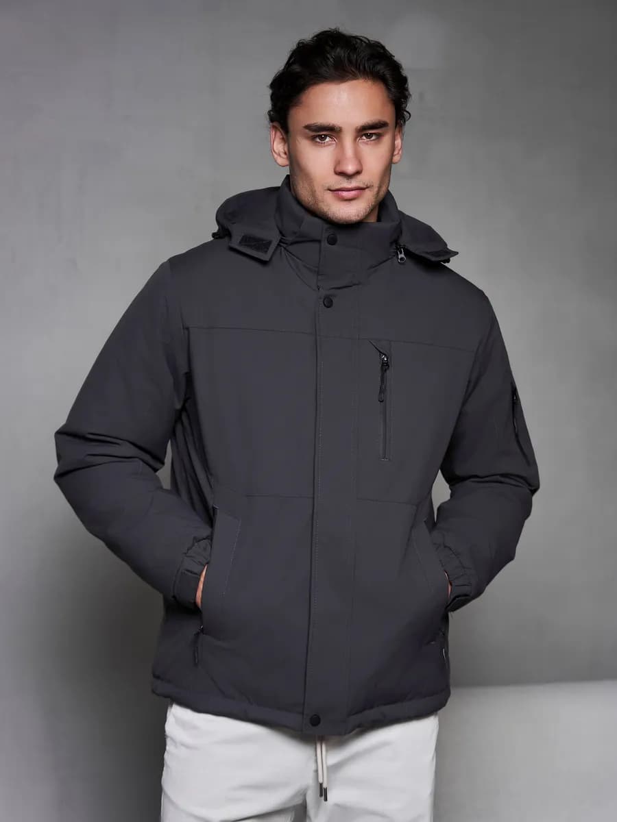 Куртка утепленная демисезонная с капюшоном - фото 1