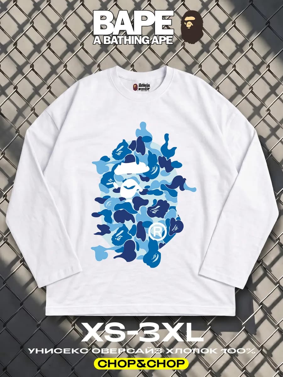 лонгслив оверсайз Bape бейп A Bathing Ape с принтом y2k