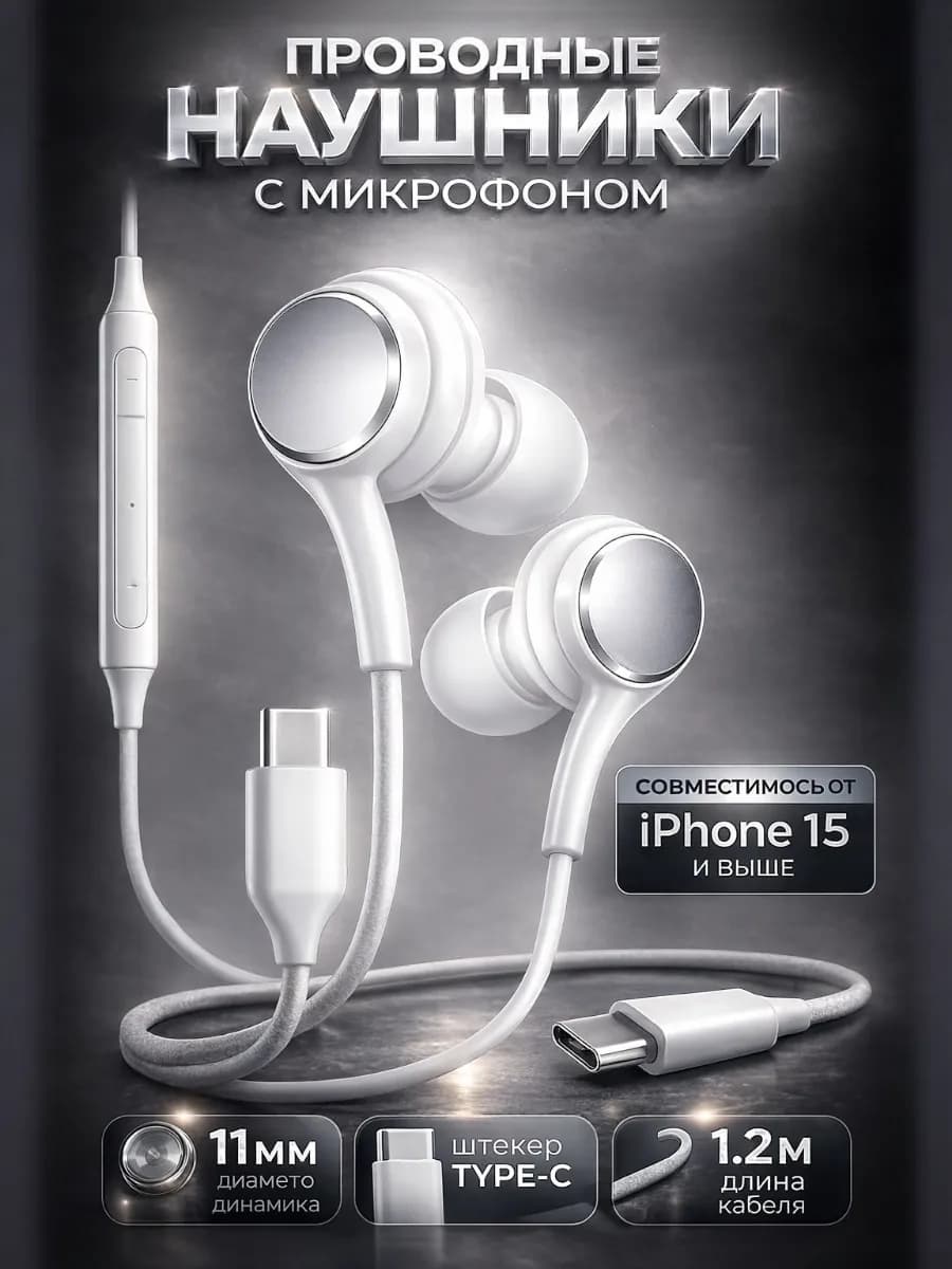 Наушники проводные type-c - фото 1