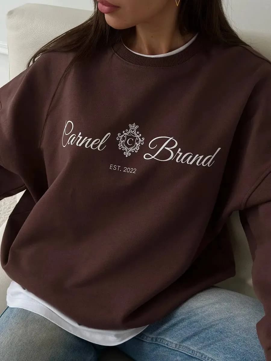 Свитшот оверсайз принтом без начеса old money кофта