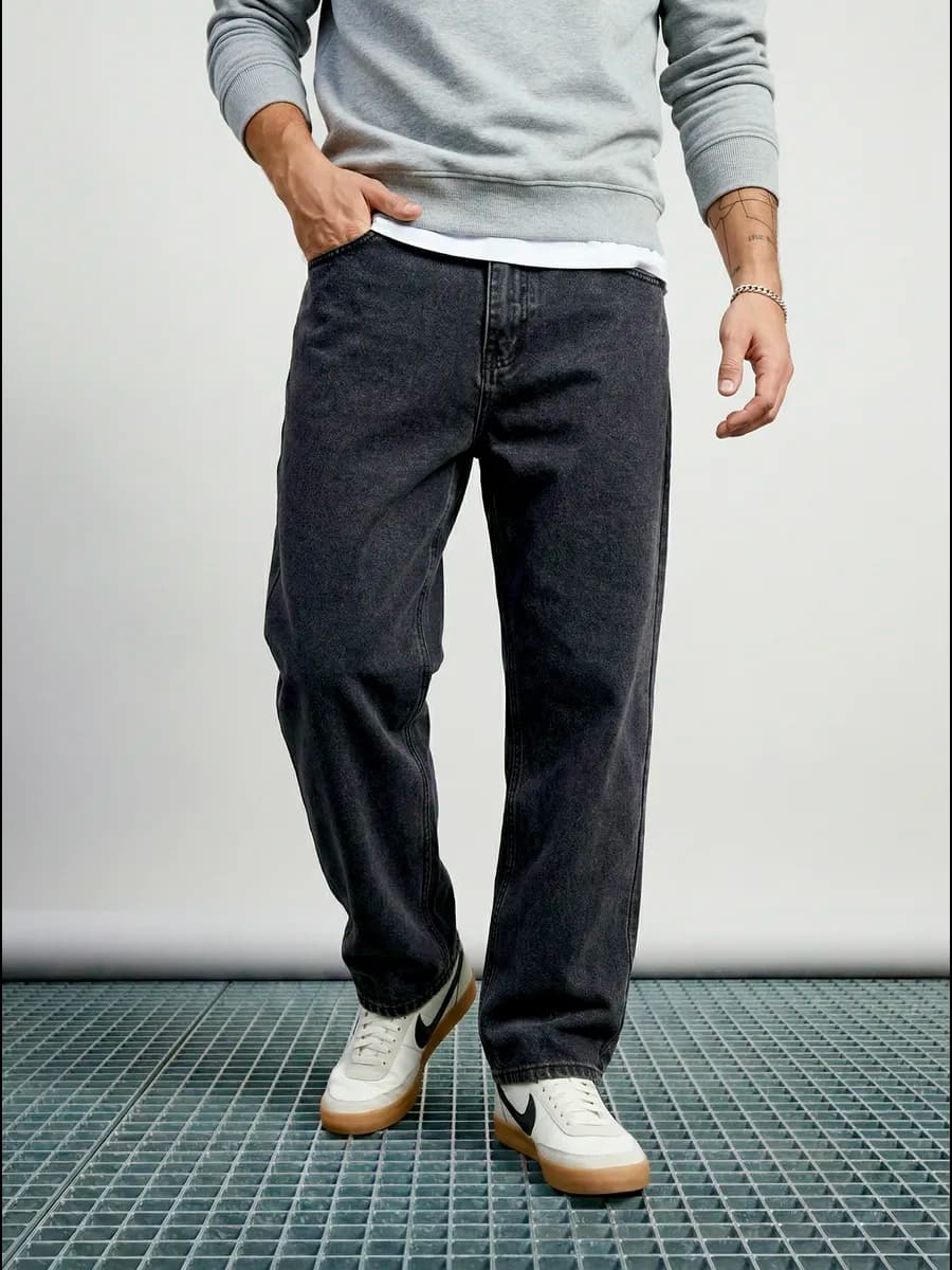 джинсы широкие с принтом Y2K