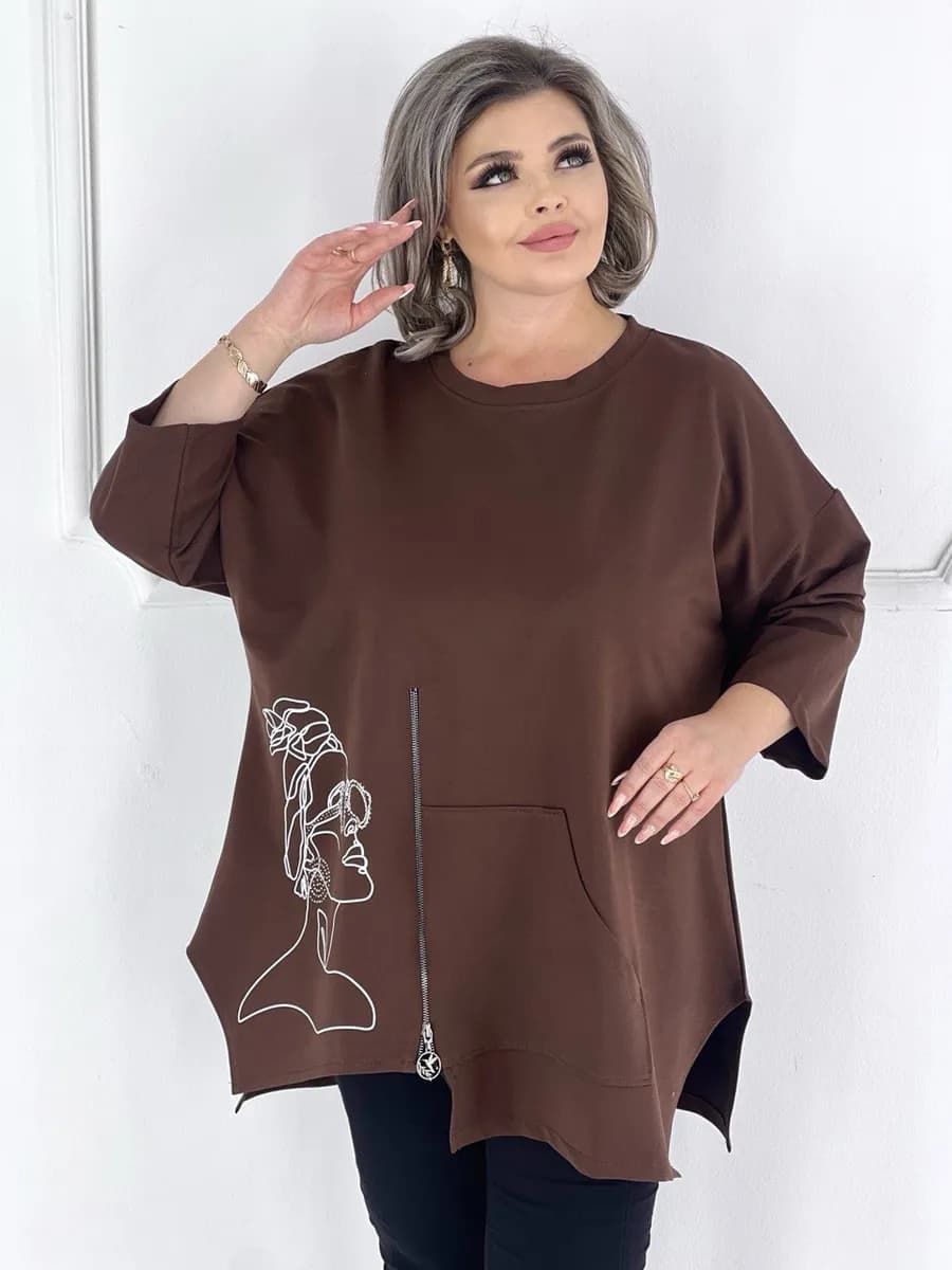 Туника с длинным рукавом больших размеров