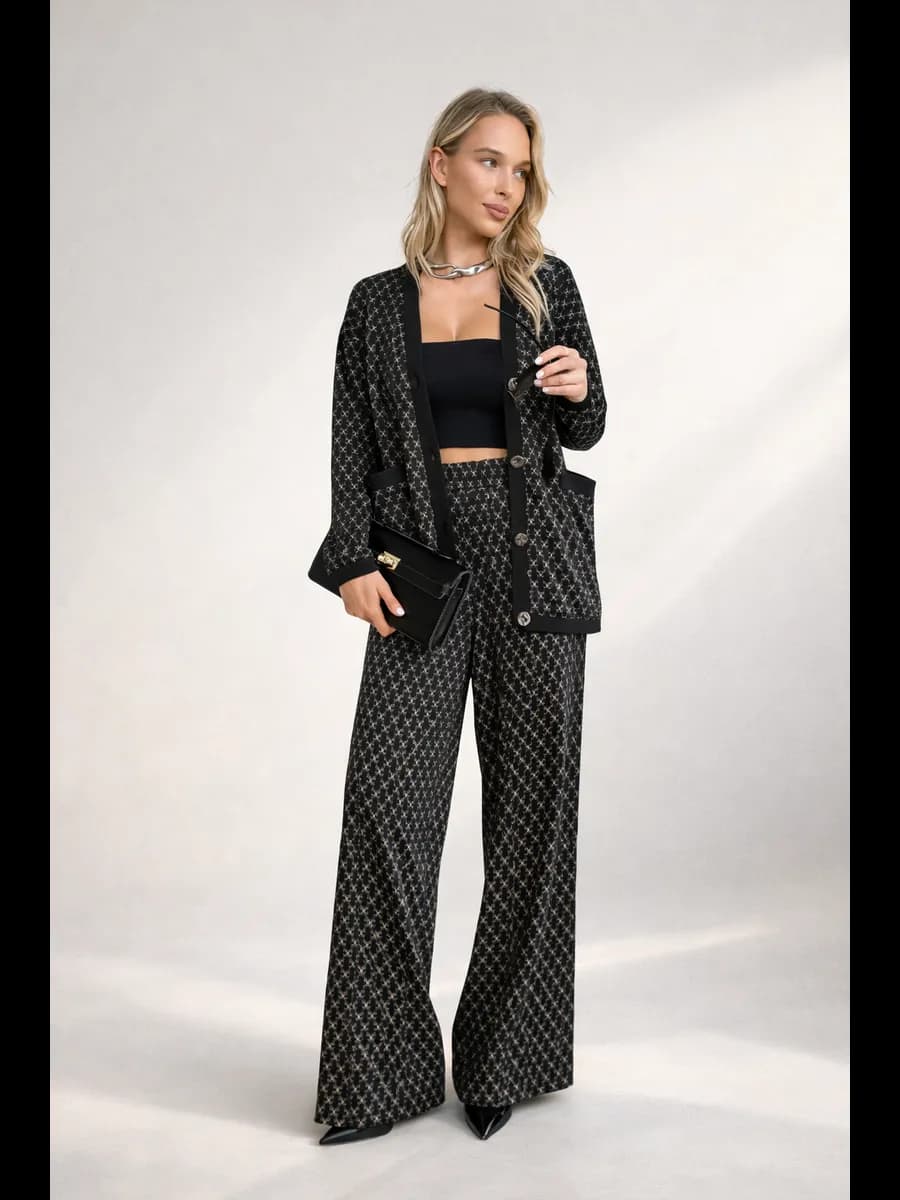 Костюм брючный с кардиганом трикотажный повседневный