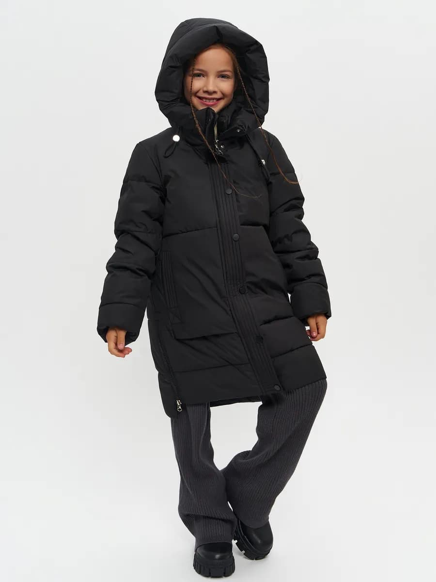 Куртка зимняя с капюшоном удлиненная для подростка стильная
