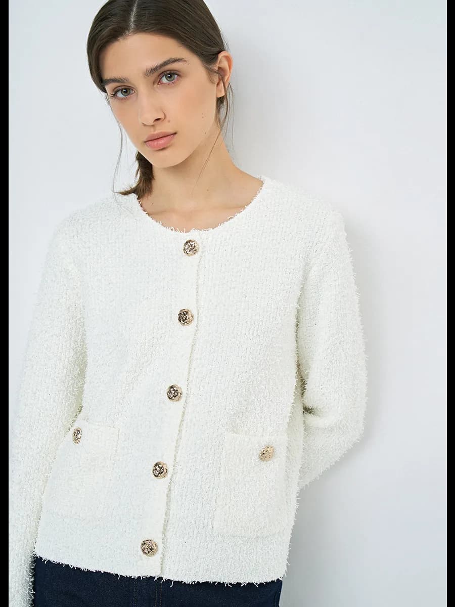Укороченный кардиган из махровой пряжи