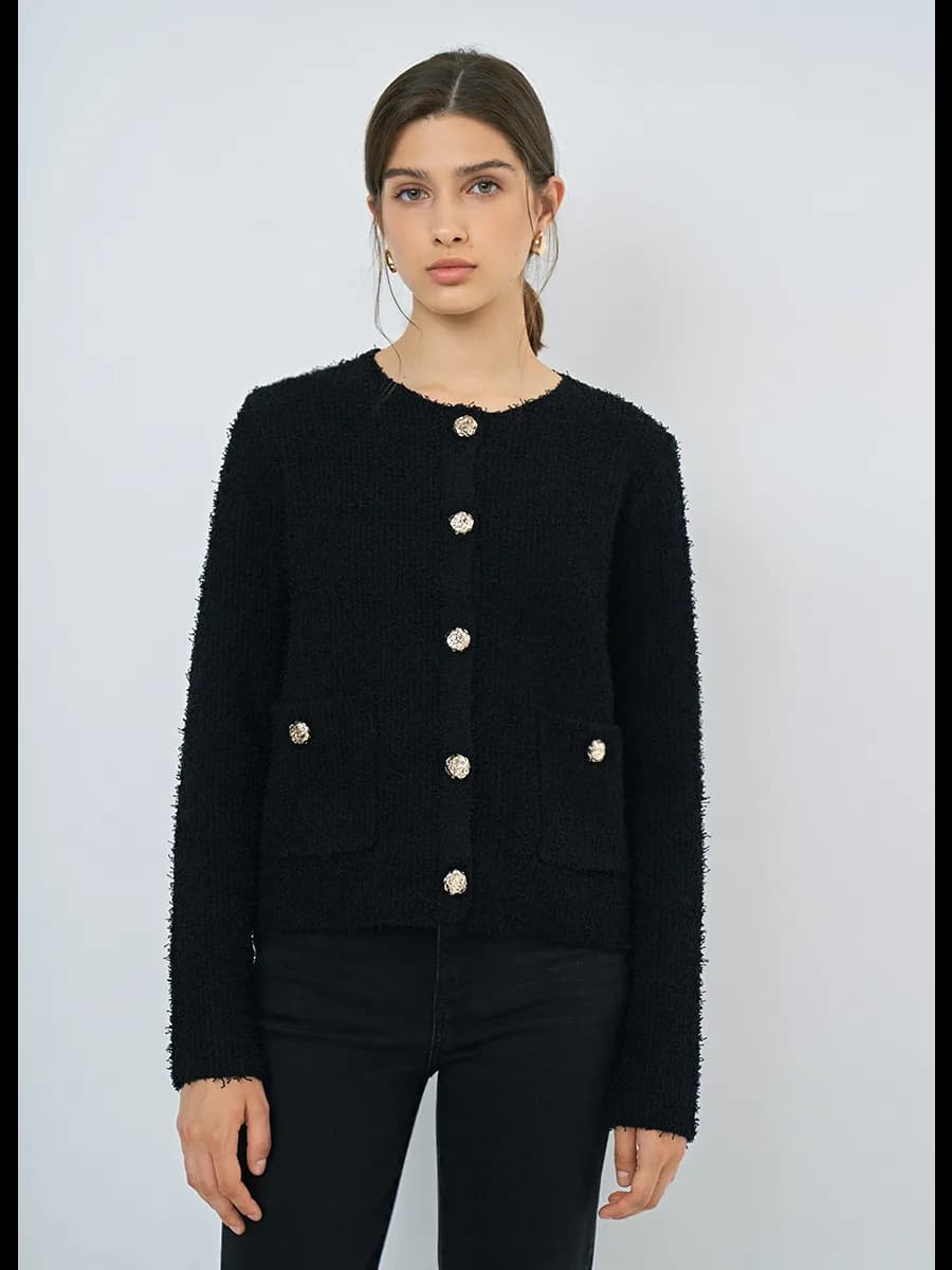 Укороченный кардиган из махровой пряжи