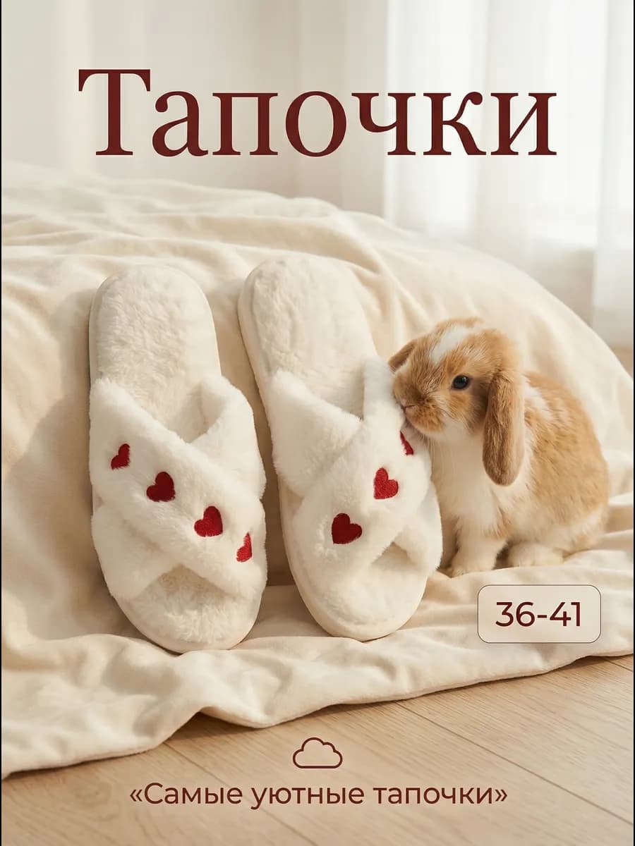 Тапочки домашние мягкие открытые