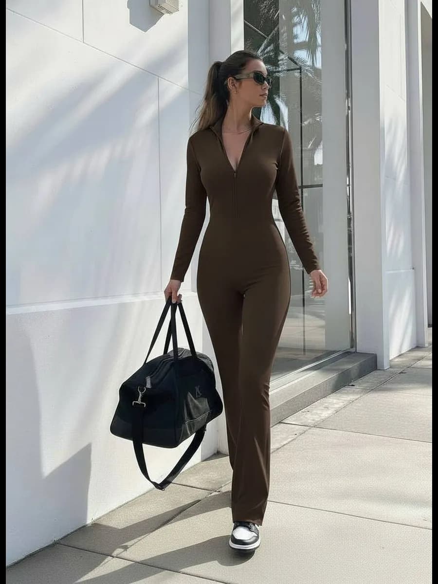 Комбинезон спортивный для фитнеса и йоги клеш