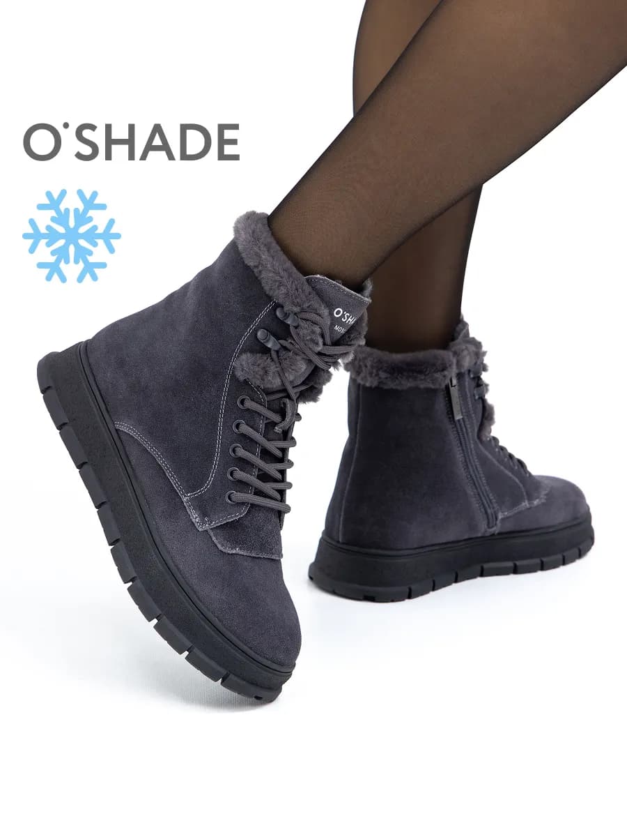 Зимние ботинки женские замшевые