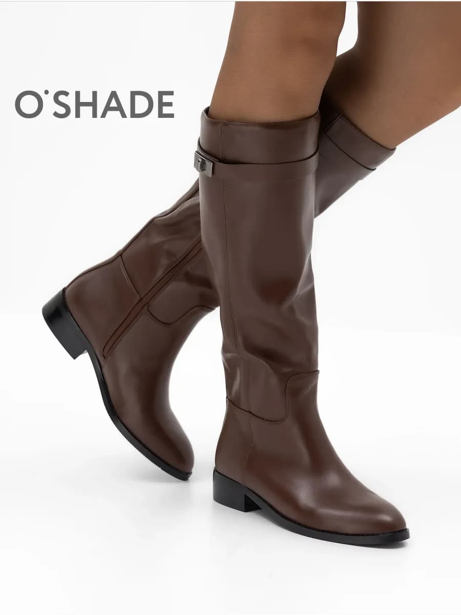 Сапоги женские демисезонные трубы коричневые