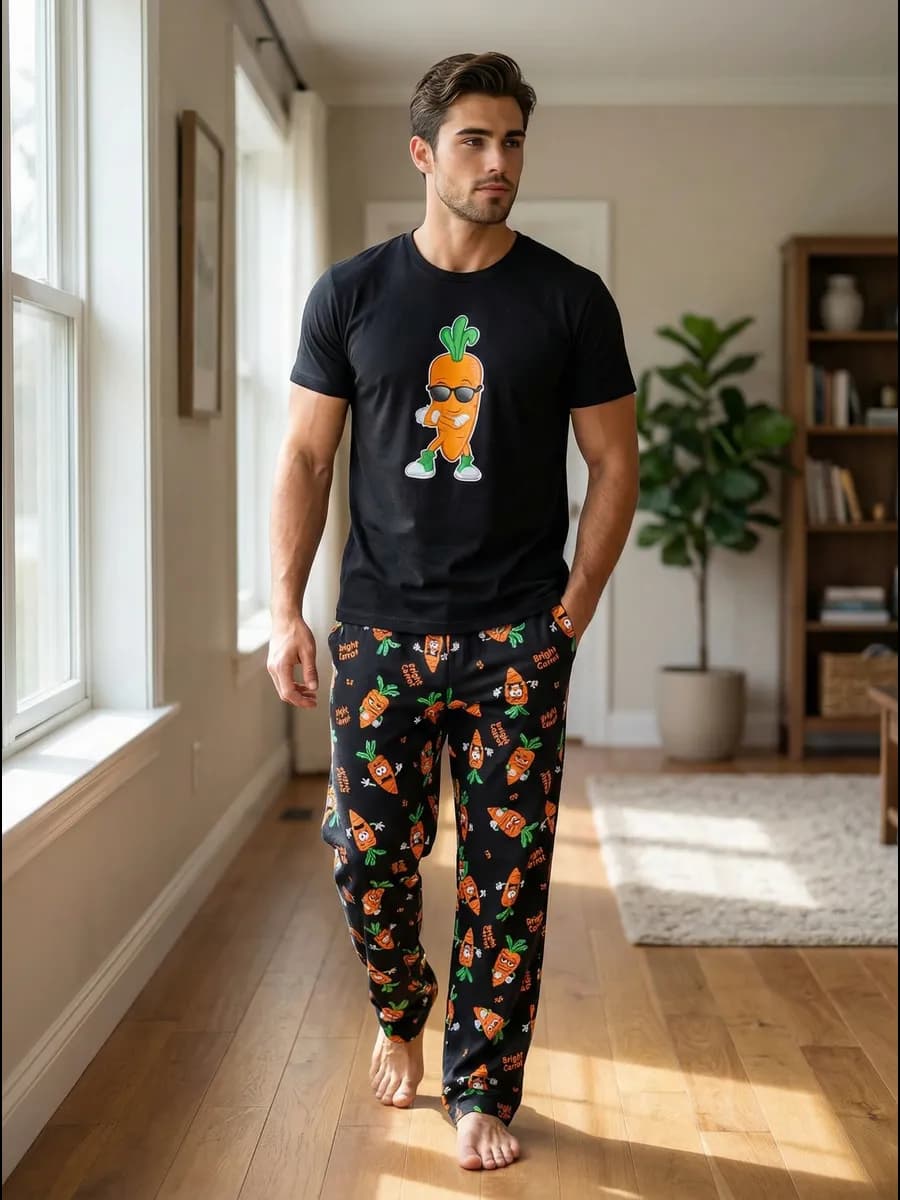 Пижама со штанами и футболкой домашний костюм