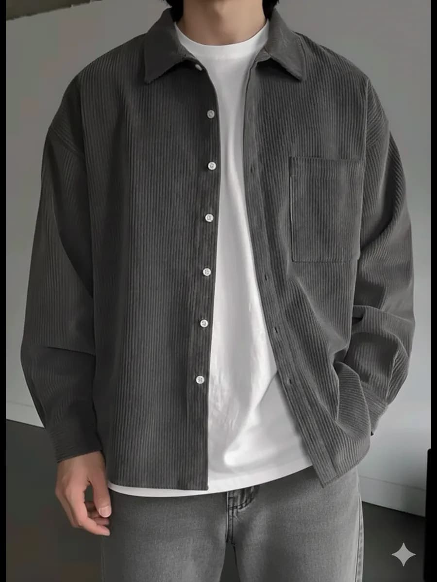 Рубашка вельветовая с длинным рукавом y2k