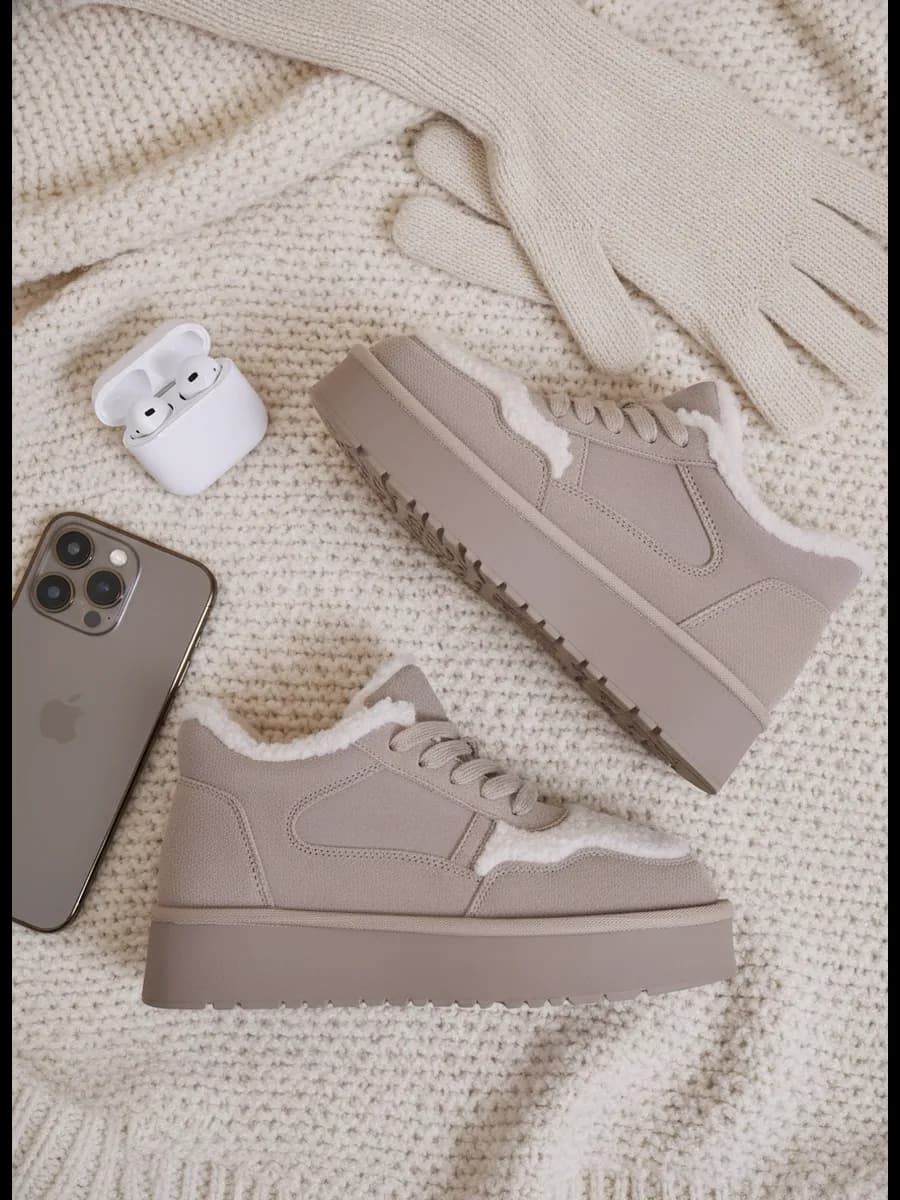 Угги низкие кроссовки на платформе с мехом натуральные