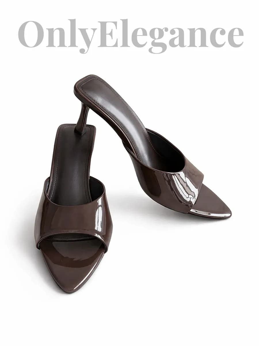 Босоножки мюли на шпильке лаковые