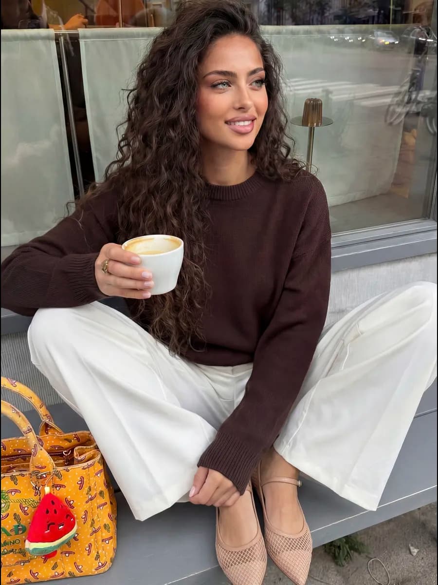 Джемпер оверсайз удлиненный вязаный