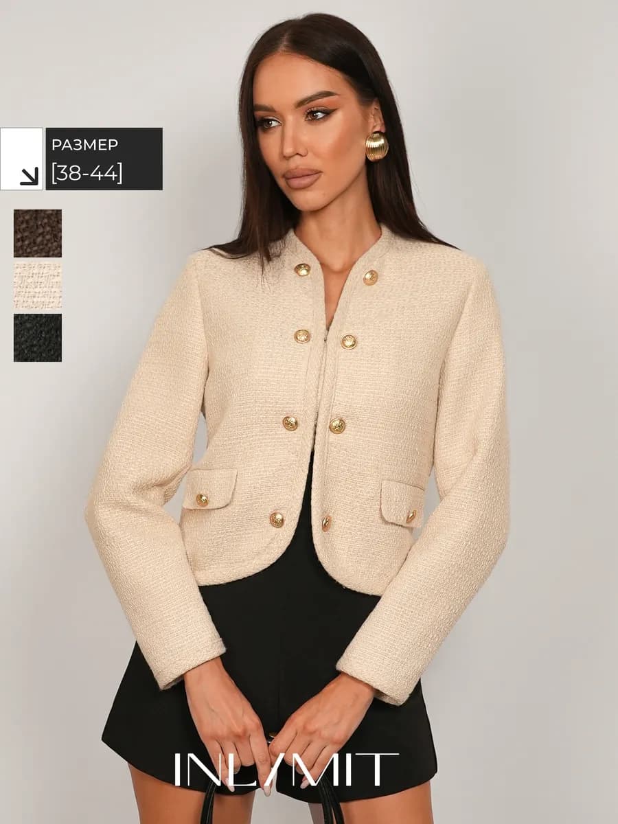 Жакет твидовый укороченный пиджак праздничный