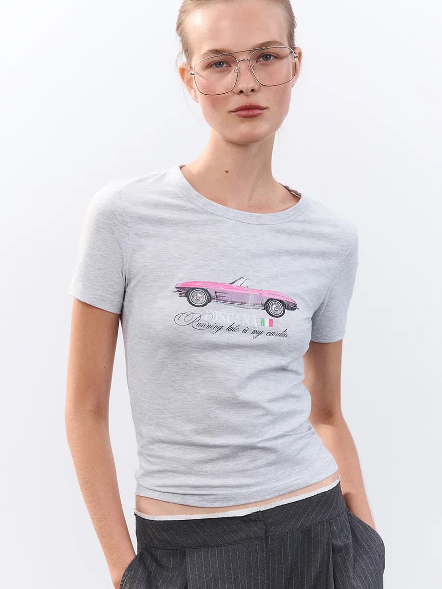 Футболка облегающая с принтом