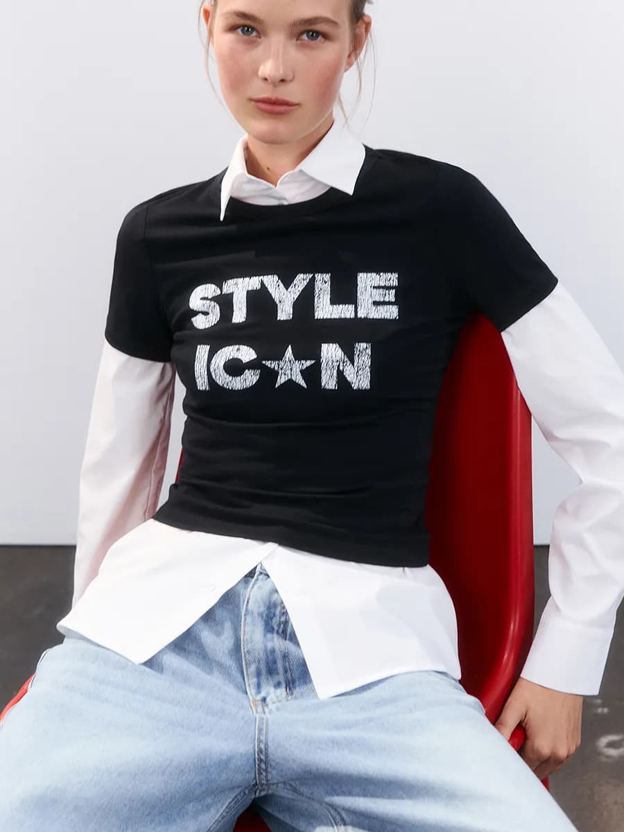 Футболка облегающая с принтом