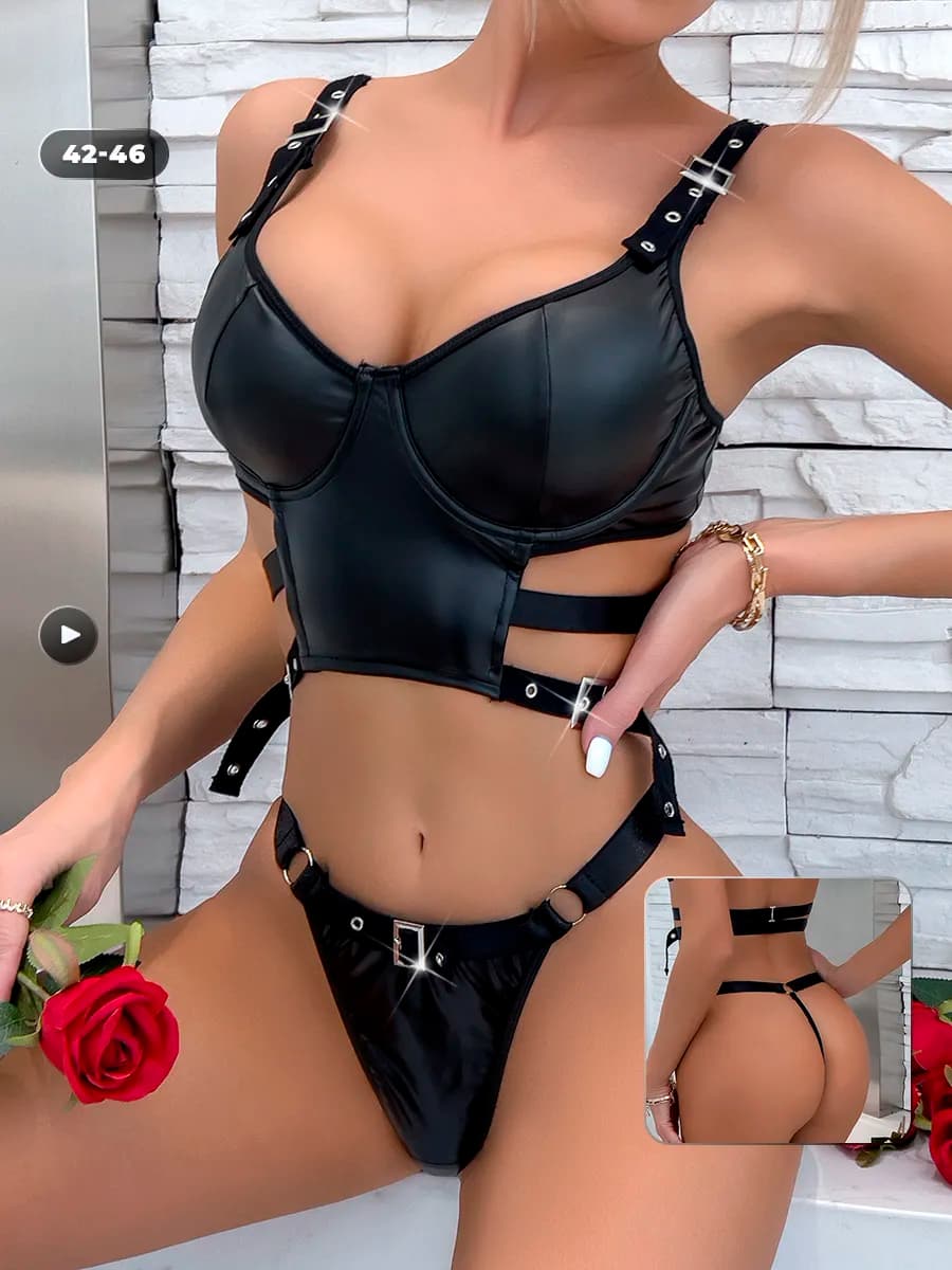 Кожаное белье комплект - фото 1