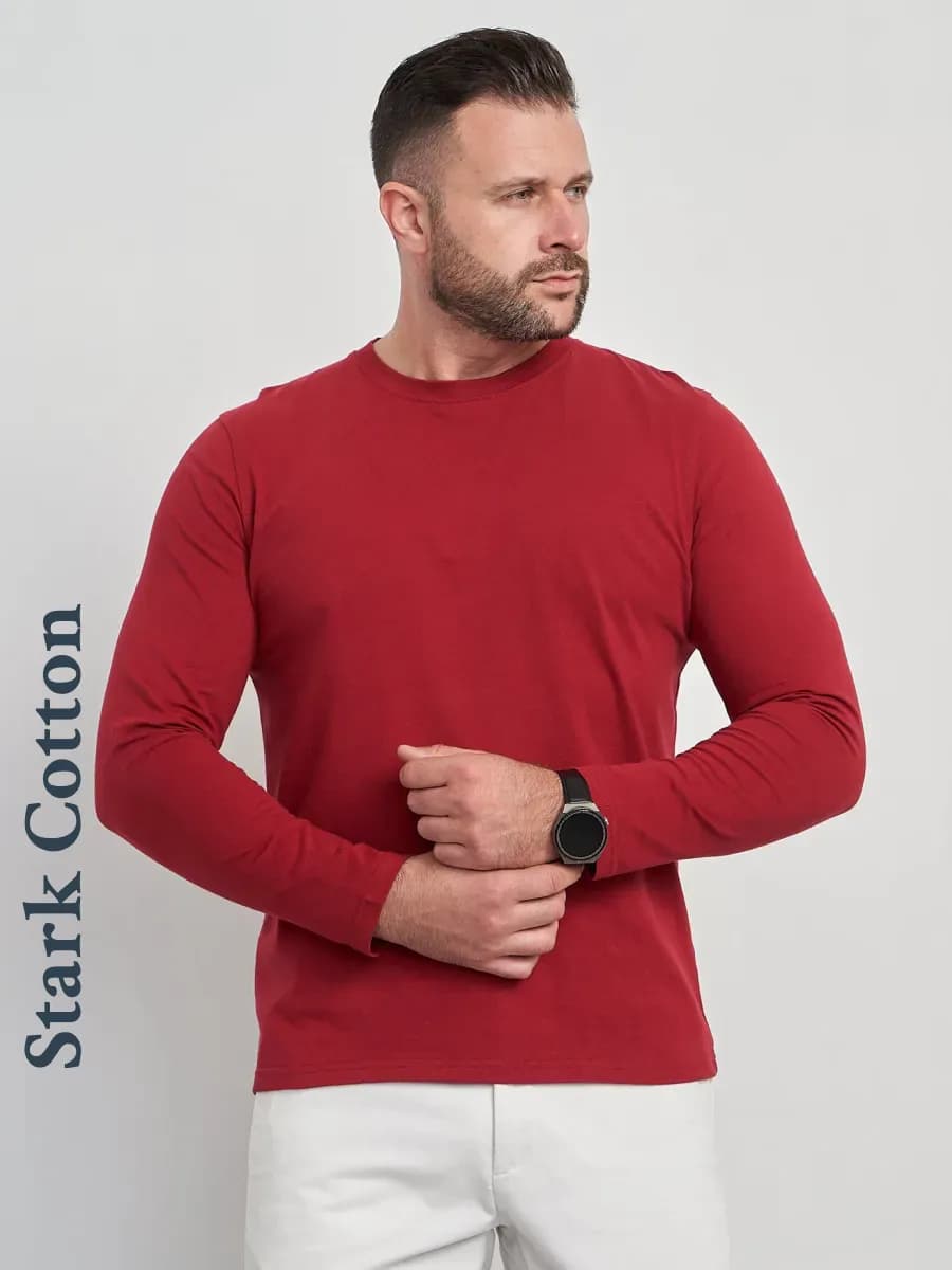 Лонгслив однотонный с длинным рукавом