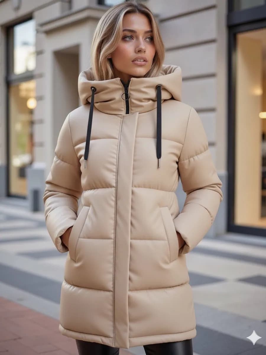 Пуховик длинный с капюшоном