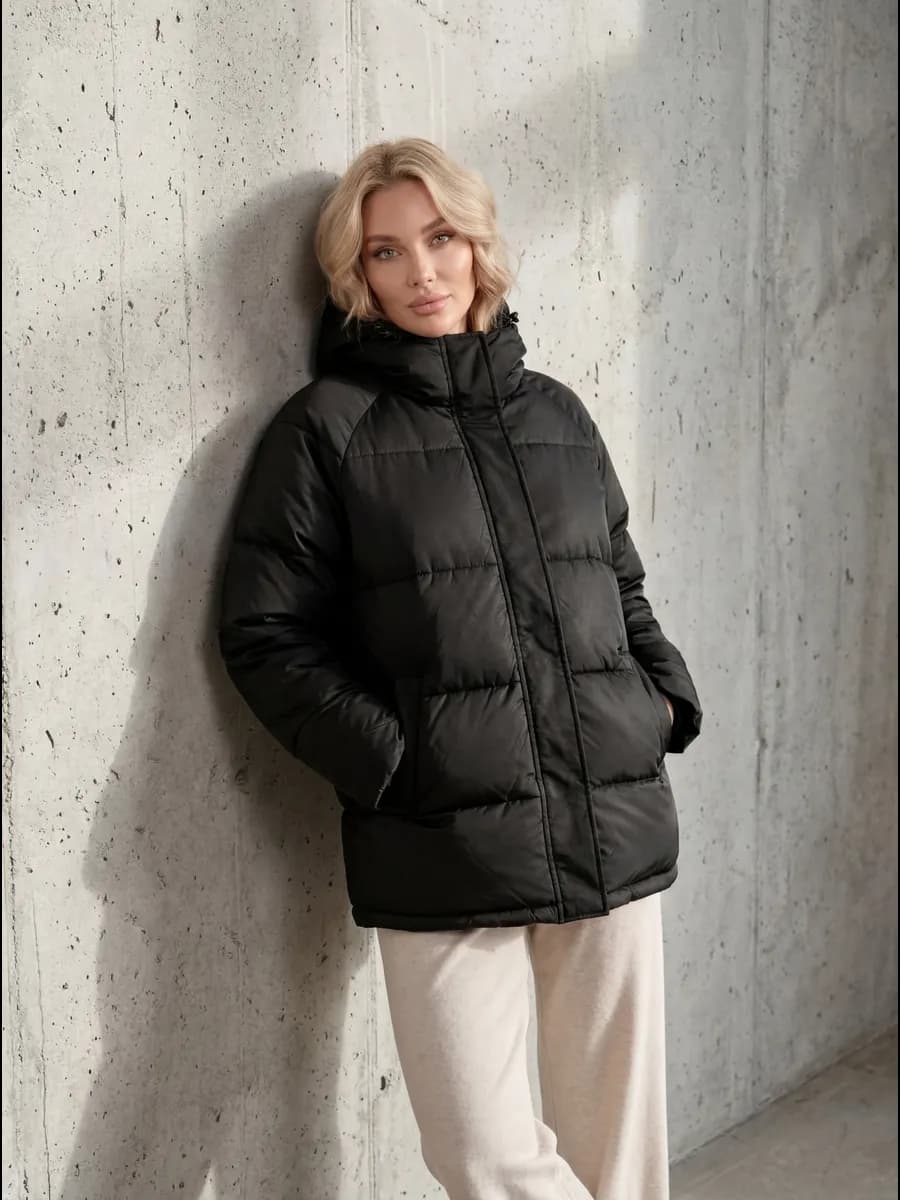 Куртка зимняя удлиненная с капюшоном