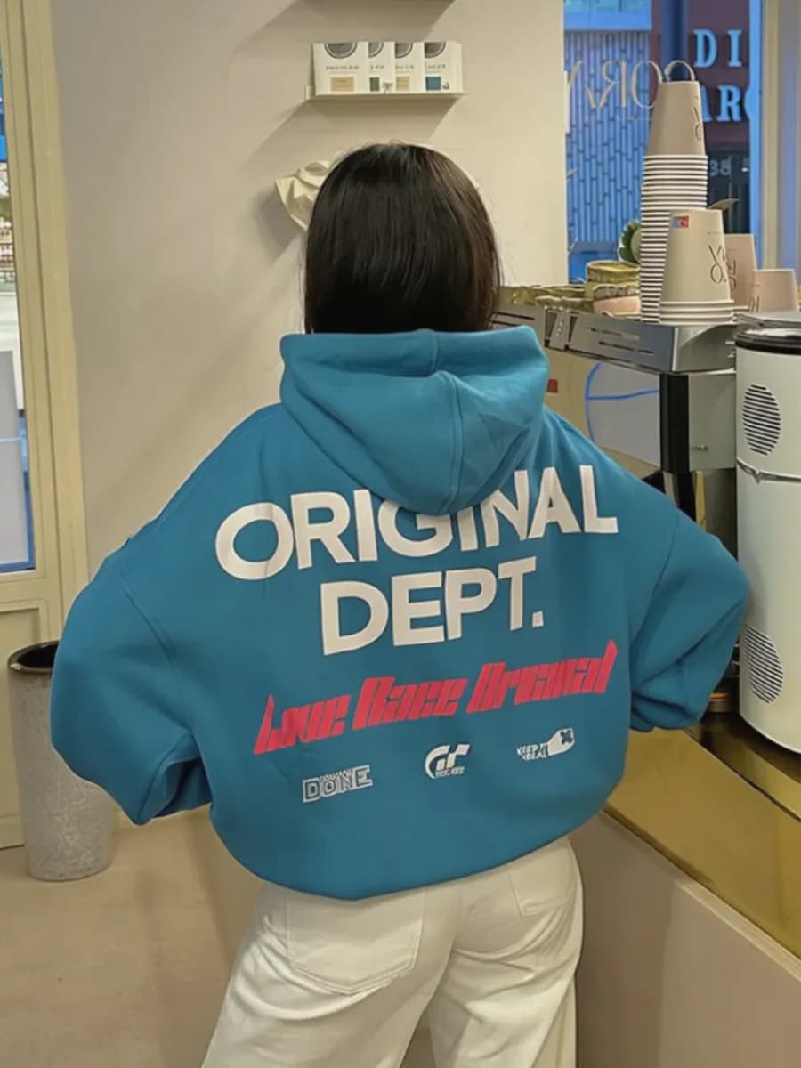 Худи оверсайз с принтом без начеса для молодежи y2k