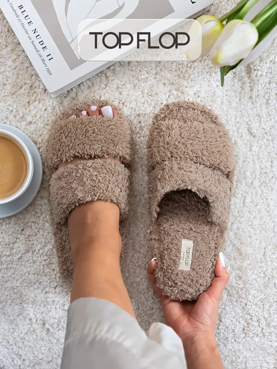 Тапочки домашние меховые открытые