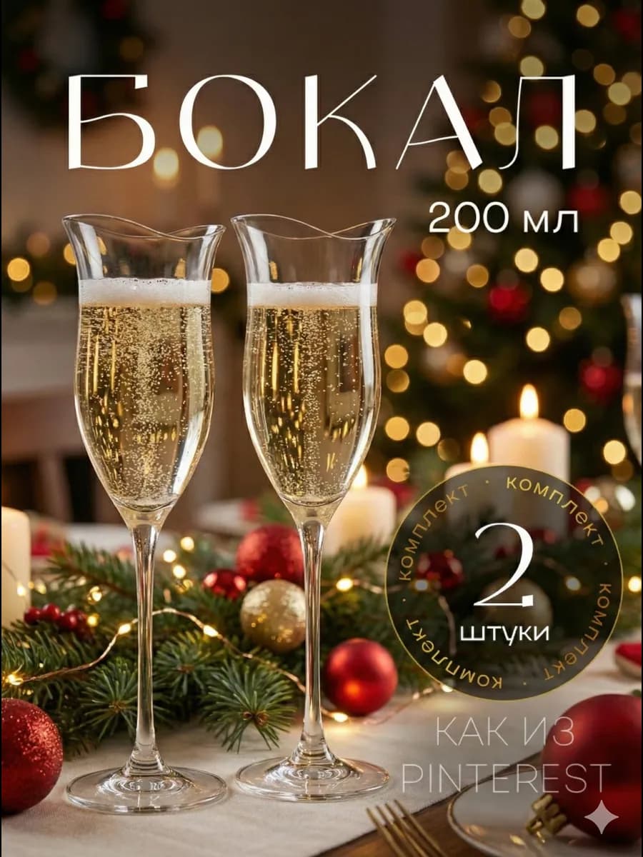 Бокалы для шампанского вина подарочный набор фужеры 2 шт