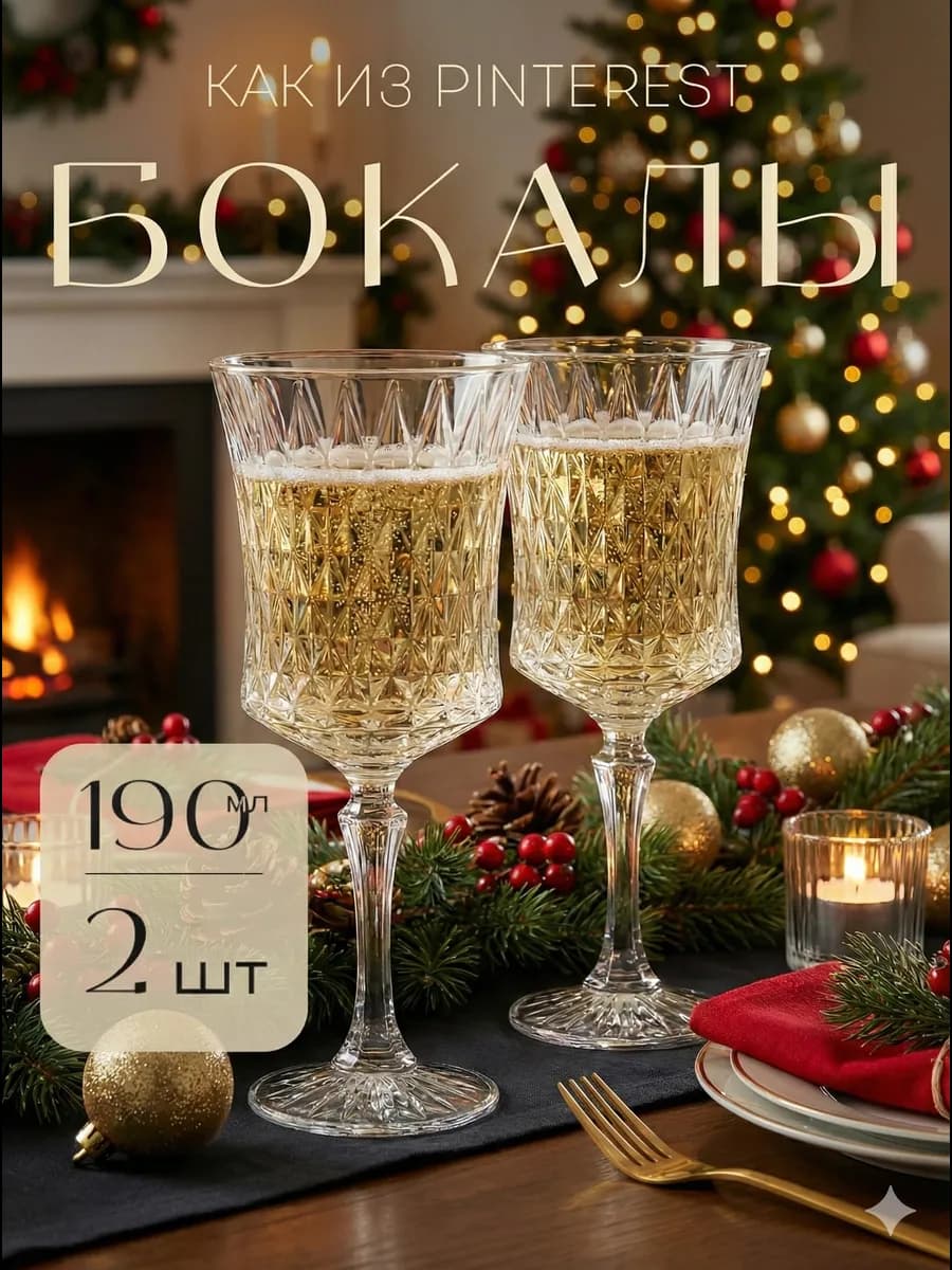 Бокалы для вина шампанского подарочный набор фужеры 2 шт