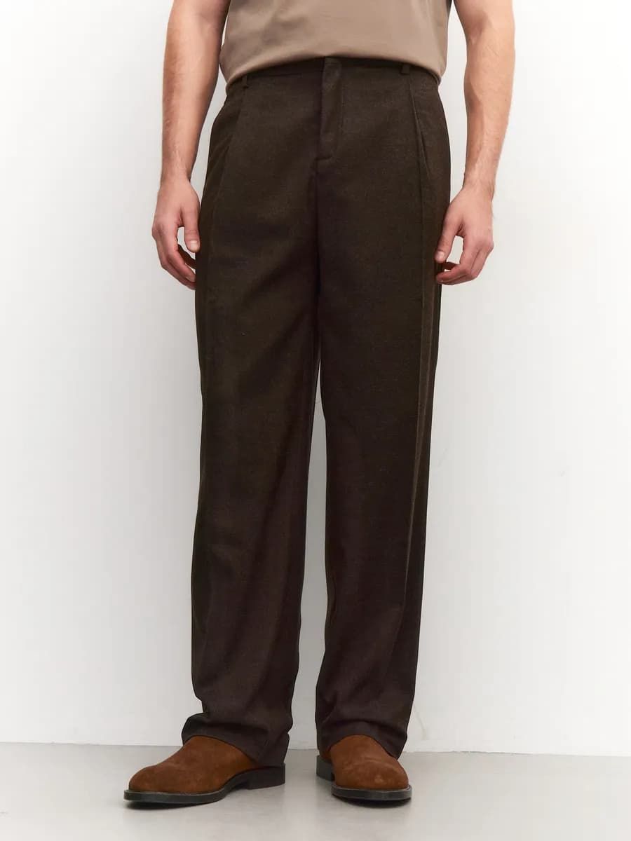 Брюки классические широкие зимние со стрелками old money