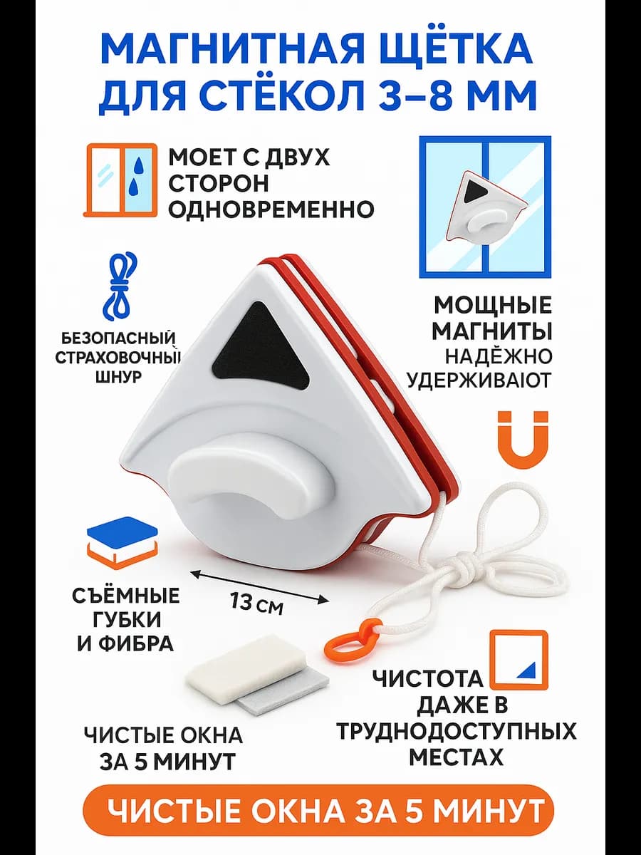 магнитная щетка для мытья окон