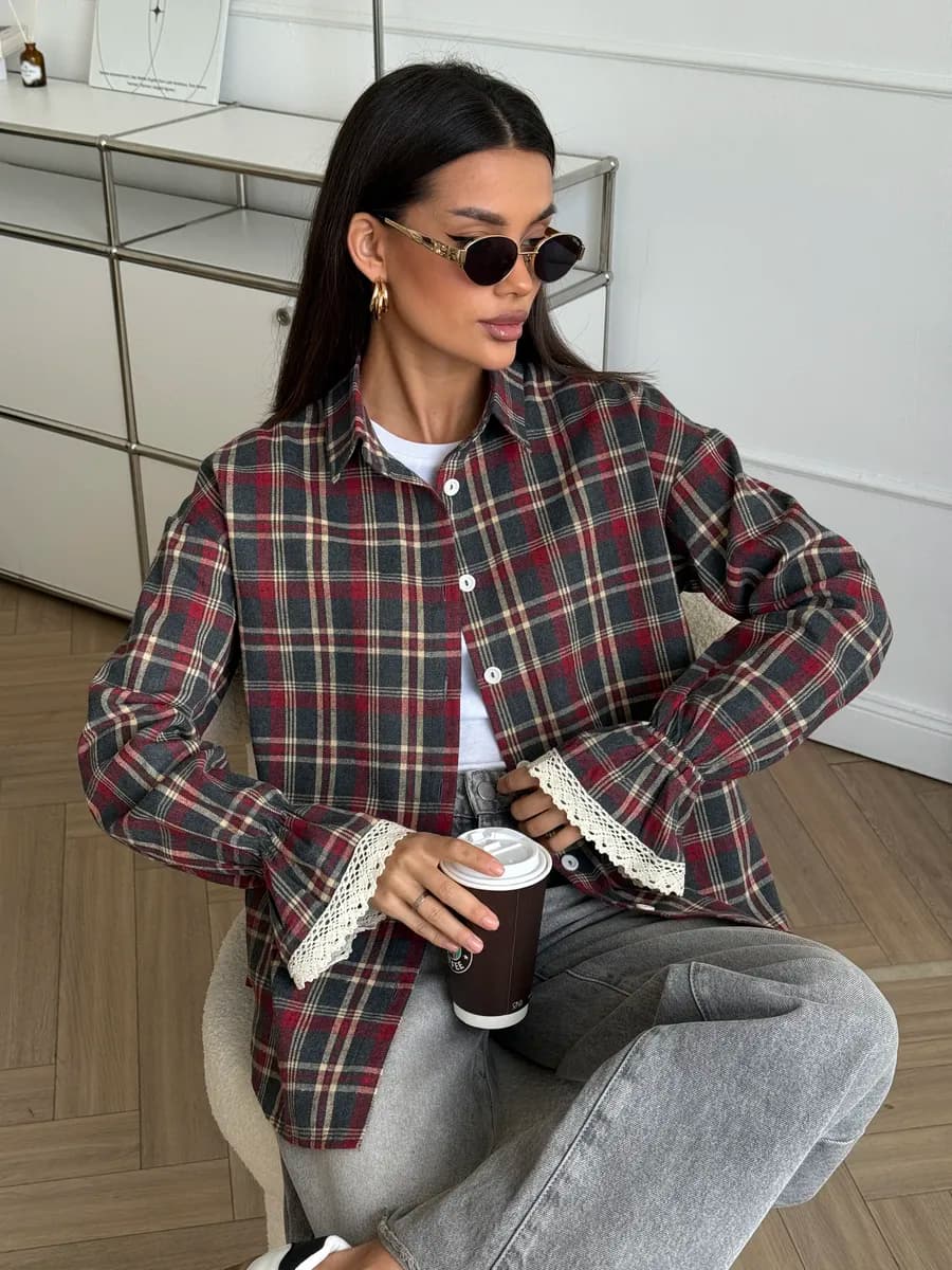 Рубашка в клетку нарядная y2k