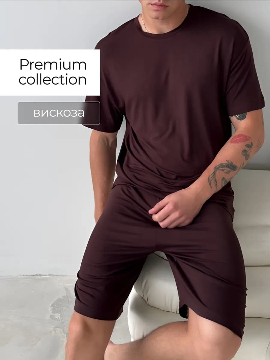 Пижама мужская с шортами домашний костюм - фото 1